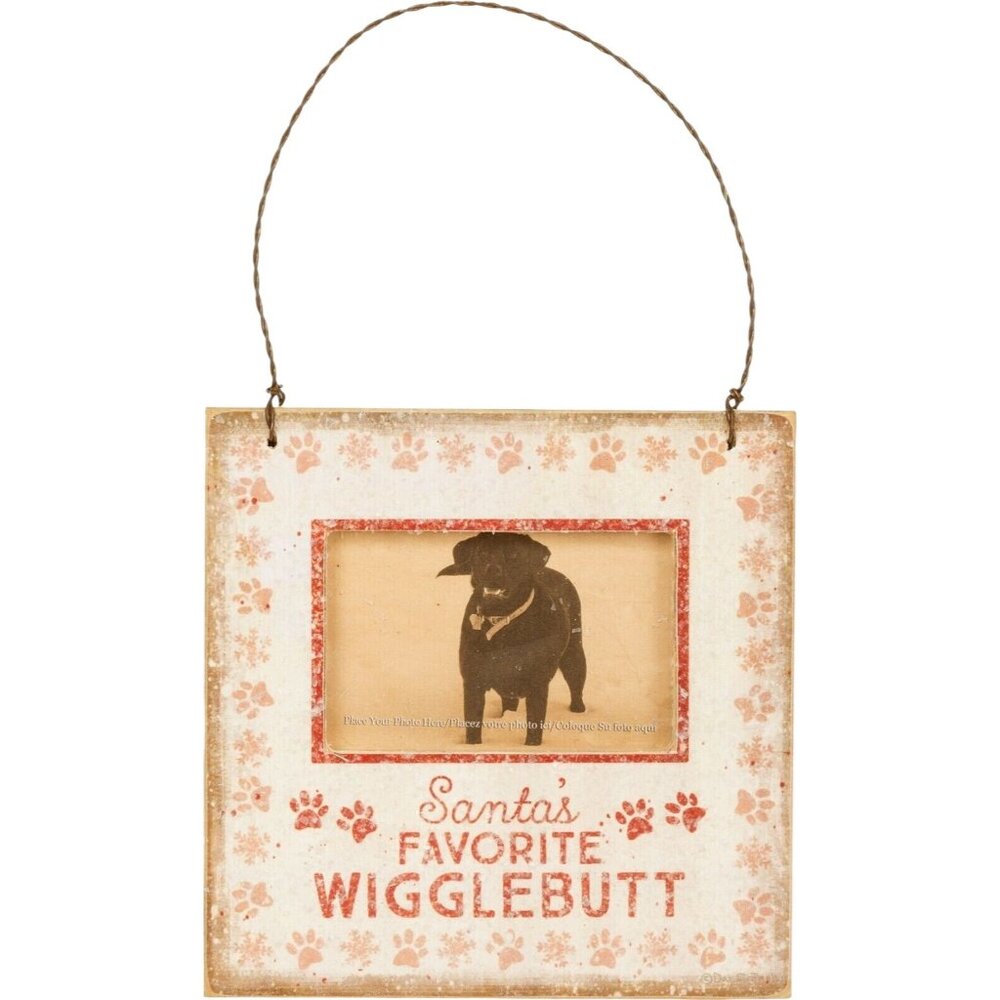 Santas Favorite Wigglebutt Ornament 3x2 Inch Photo Frame With Wire Hanger